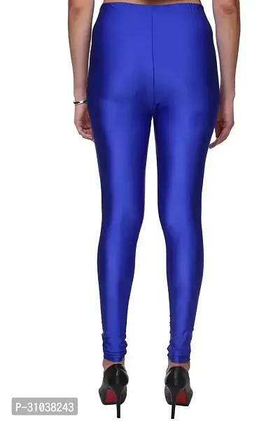 Stylish Blue Satin Solid Leggings For Women-thumb3