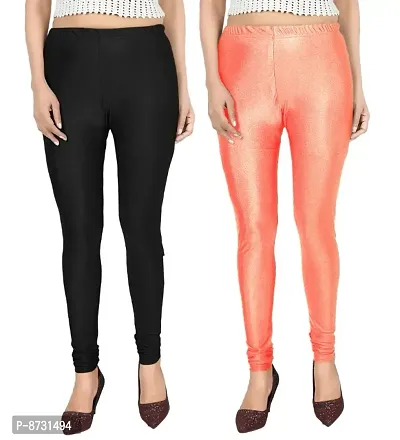 Trendy Satin Lycra Shiny Leggings For Women Pack Of 2