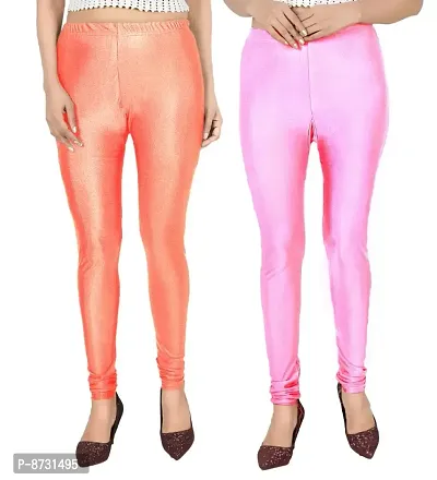 Trendy Satin Lycra Shiny Leggings For Women Pack Of 2-thumb0