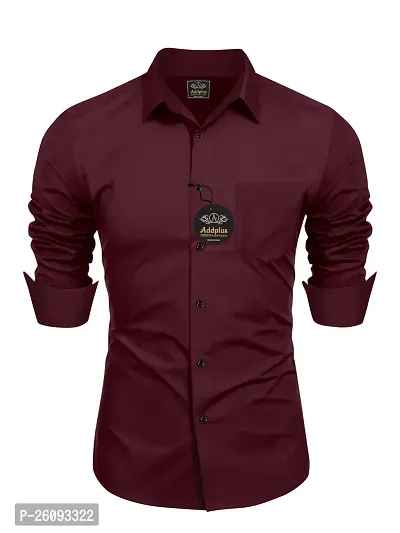 Stylish Maroon Cotton Long Sleeve Formal Shirt For Men-thumb0