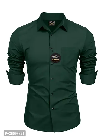 Stylish Green Cotton Long Sleeve Formal Shirt For Men-thumb0