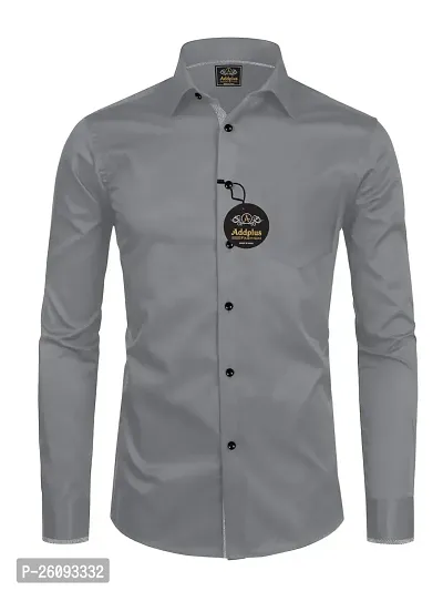 Stylish Grey Cotton Long Sleeve Formal Shirt For Men