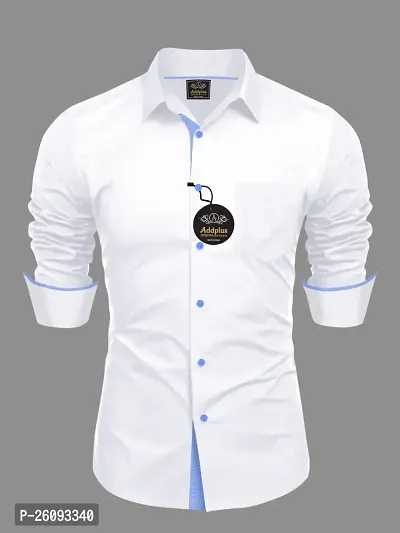 Stylish White Cotton Long Sleeve Formal Shirt For Men