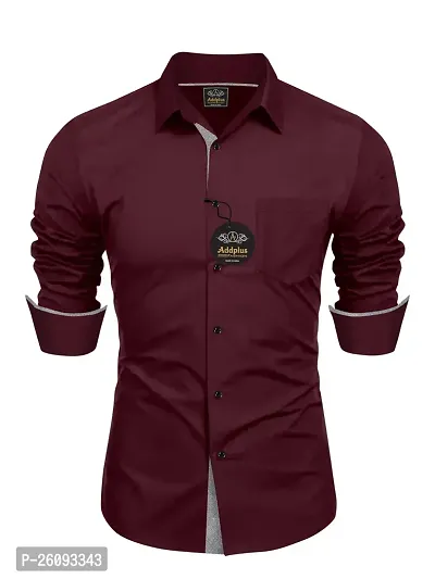 Stylish Maroon Cotton Long Sleeve Formal Shirt For Men