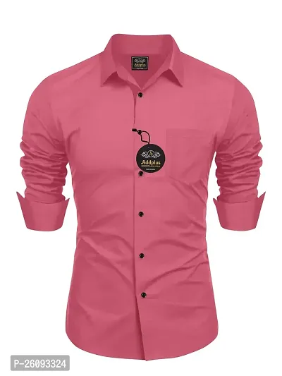 Stylish Pink Cotton Long Sleeve Formal Shirt For Men