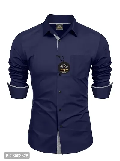 Stylish Blue Cotton Long Sleeve Formal Shirt For Men