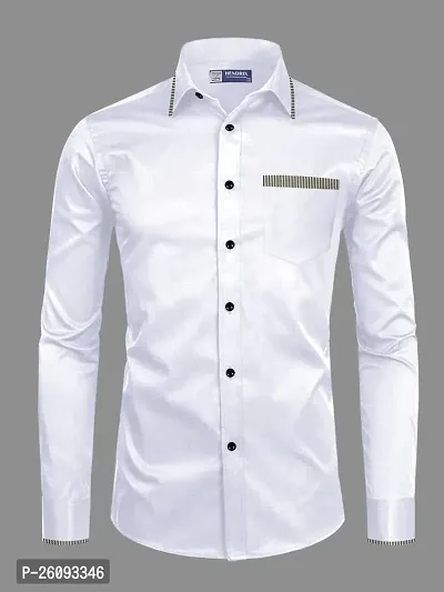 Stylish White Cotton Long Sleeve Formal Shirt For Men