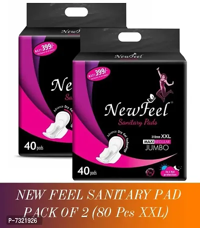 New Feel Sanitary Pads for Girls and Women, Soft and Comfortable 310mm Sanitary Napkins (XXL PADS, Pack of 80)
