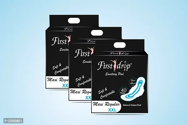 First drop Dry Max XXL | All Night XXL Dry Cover Sanitary Pads for Women | Convert Heavy flow into Gel | Odour Control | Absorbs 2x more with wider back | Superior Dry feel (Pack of 3)