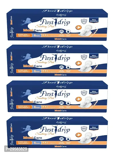 FIRST DROP Cottony Soft Sanitary Pads for Women | With LeakLock Technology | Hygiene  Comfort | Soft Wings | Odour Control | Absorbs upto 100% fluid | Up to 12 Hours of Protection (Pack Of 4)