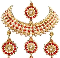 Elegant Alloy Gold-Plated Red Jewellery Set-thumb1