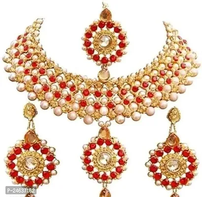 Elegant Alloy Gold-Plated Red Jewellery Set-thumb2