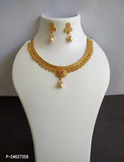 Elegant Brass Copper Gold-Plated Gold Jewellery Set