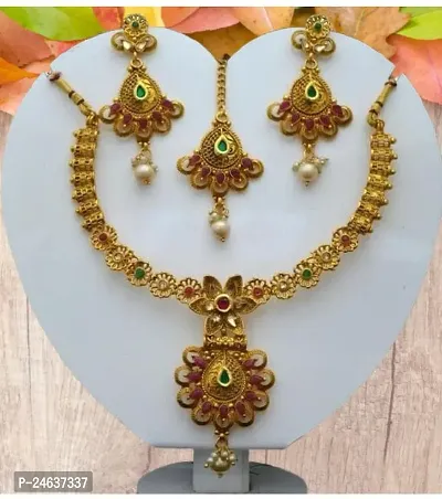 Elegant Copper Gold-Plated Gold Jewellery Set-thumb0
