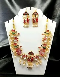 Elegant Plastic Gold-Plated Multicolor Jewellery Set-thumb2