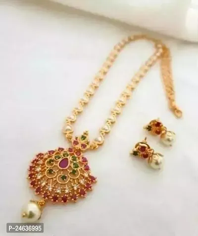 Elegant Alloy Gold-Plated Multicolor Jewellery Set-thumb0