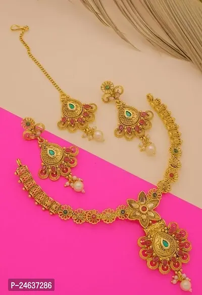 Elegant Copper Gold-Plated Gold Jewellery Set-thumb2