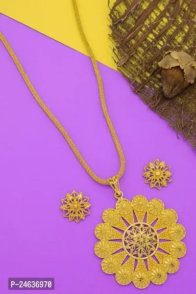 Elegant Brass Gold-Plated Gold Jewellery Set