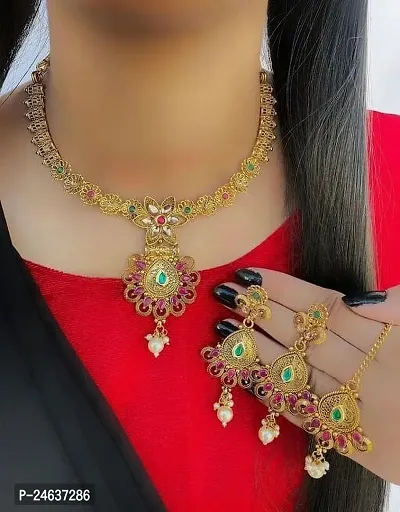 Elegant Copper Gold-Plated Gold Jewellery Set-thumb0