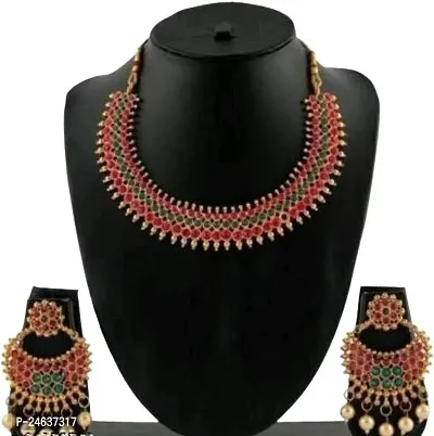 Elegant Brass Alloy Gold-Plated Multicolor Jewellery Set-thumb4