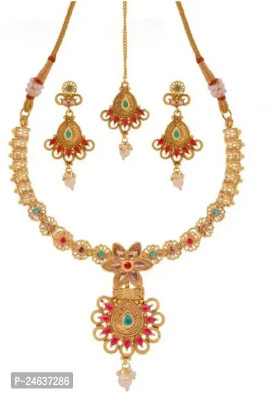 Elegant Copper Gold-Plated Gold Jewellery Set-thumb3