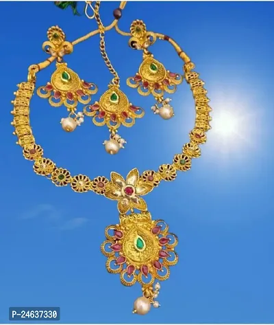 Elegant Copper Gold-Plated Gold Jewellery Set-thumb0