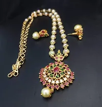 Elegant Copper Gold-Plated Green Red Jewellery Set-thumb3