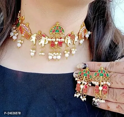 Elegant Alloy Gold-Plated Multicolor Jewellery Set