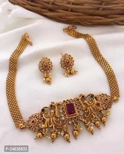 Elegant Copper Gold-Plated Multicolor Jewellery Set-thumb0