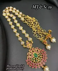 Elegant Copper Gold-Plated Green Red Jewellery Set-thumb3