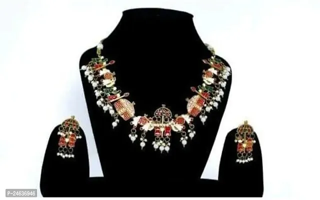 Elegant Plastic Gold-Plated Multicolor Jewellery Set-thumb0