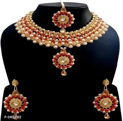 Elegant Alloy Gold-Plated Red Jewellery Set-thumb3