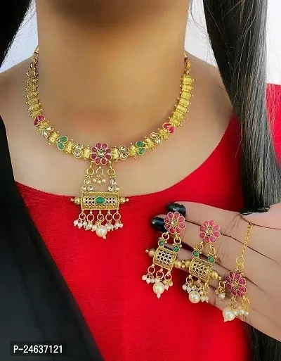 Elegant Stone Gold-Plated Gold Jewellery Set-thumb2