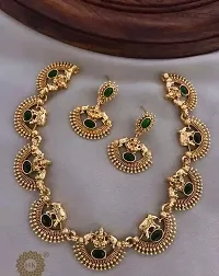 Elegant Copper Gold-Plated Green Jewellery Set-thumb3