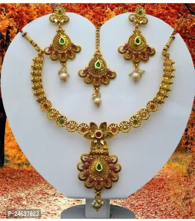 Elegant Metal Gold-Plated Multicolor Jewellery Set-thumb0