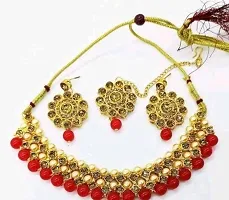 Elegant Alloy Gold-Plated Gold Red Jewellery Set-thumb2