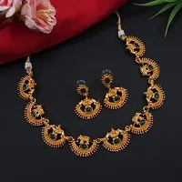 Elegant Copper Gold-Plated Green Jewellery Set-thumb1