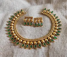 Elegant Brass Gold-Plated Green Gold Jewellery Set-thumb2