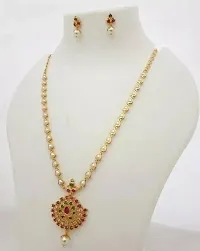 Elegant Copper Gold-Plated Green Red Jewellery Set-thumb1