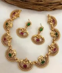 Elegant Copper Gold-Plated Multicolor Jewellery Set-thumb1