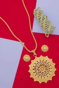Elegant Brass Gold-Plated Gold Jewellery Set-thumb1