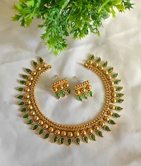 Elegant Brass Gold-Plated Green Gold Jewellery Set-thumb3