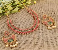 Elegant Brass Alloy Gold-Plated Multicolor Jewellery Set-thumb1