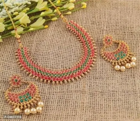 Elegant Brass Alloy Gold-Plated Multicolor Jewellery Set-thumb2