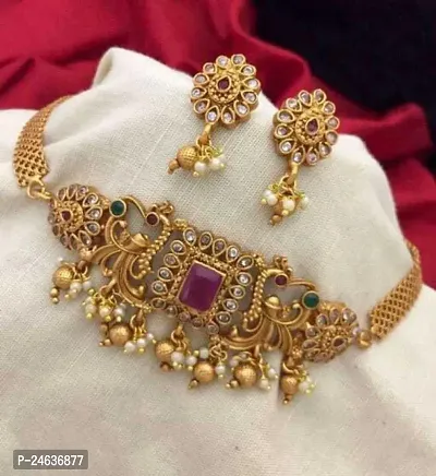 Elegant Copper Gold-Plated Gold Jewellery Set