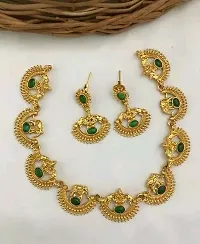 Elegant Copper Gold-Plated Green Jewellery Set-thumb2