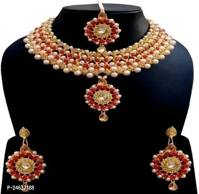 Elegant Alloy Gold-Plated Red Jewellery Set-thumb2