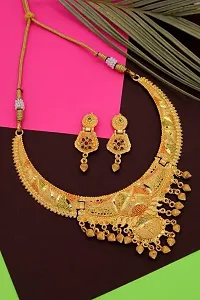 Elegant Brass Gold-Plated Gold Jewellery Set-thumb2