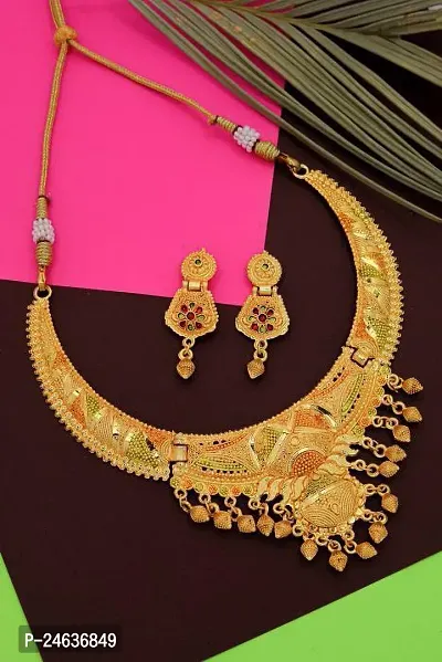 Elegant Brass Gold-Plated Gold Jewellery Set-thumb3