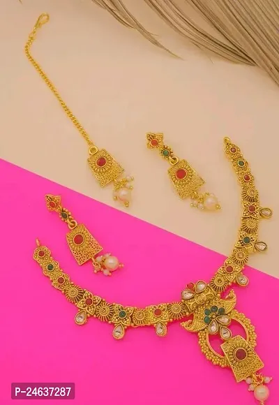 Elegant Copper Gold-Plated Gold Jewellery Set-thumb3